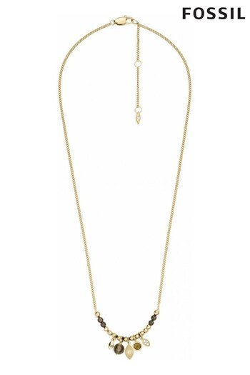 Fossil Ladies Gold Tone Jewellery Exclusive Smoky Quartz Beaded Necklace (D85306) | £55