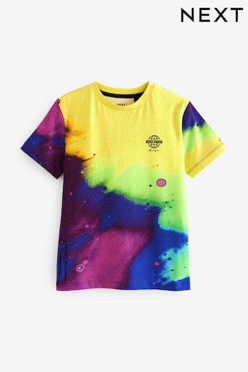 Yellow/Blue Splat All-Over Print Short Sleeve T-Shirt (3-16yrs) (D85426) | £11 - £16