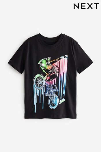 Black Rainbow Bike Graphic Short Sleeve T-Shirt (3-16yrs) (D85429) | £8 - £13