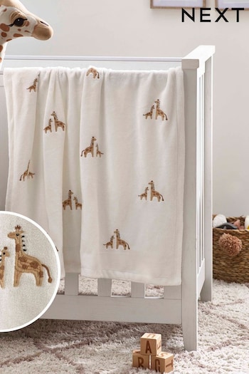 White Giraffe Fleece Baby Blanket (D85440) | £18