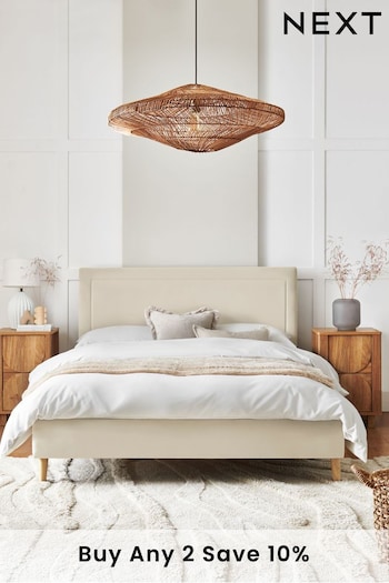 Soft Velvet Natural Oyster Harman Upholstered Bed Frame (D85446) | £375 - £475
