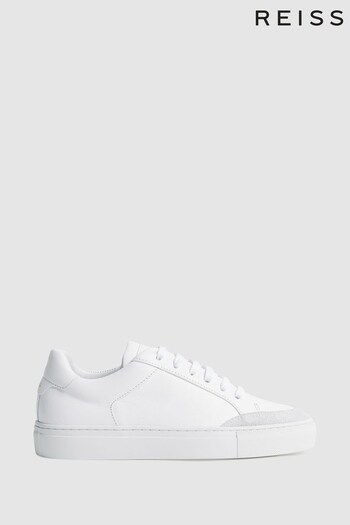 Reiss White Ashley Perf Leather Low Top Trainers (D85474) | £138