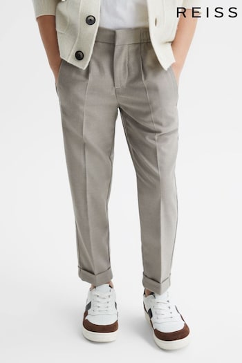 Reiss Taupe Brighton Junior Relaxed Elasticated Trousers with Turn-Ups (D85487) | £38