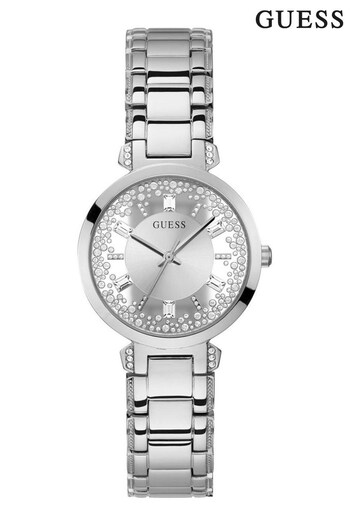 Guess J0BZ12 Ladies Silver Tone Watch Crystal Clear Night Life Watch (D85516) | £169