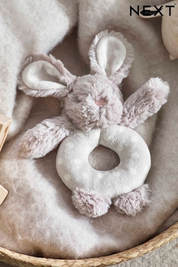 Natural Faux Fur Bunny Baby Rattle (D85638) | £10.50