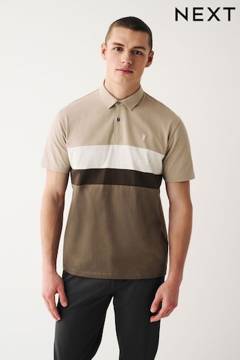 Neutral/Black Block Polo Short Shirt (D86004) | £18