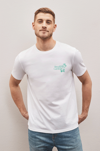 White/Green Printed Graphic T-Shirt (D86080) | £20