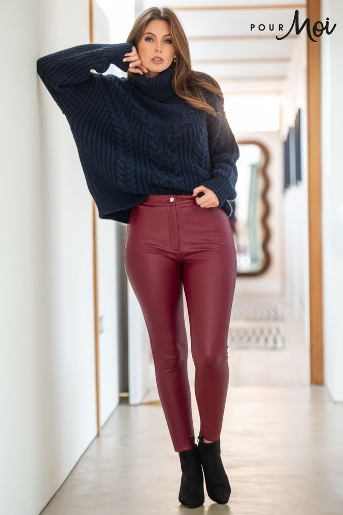 Womens red on sale leather jeans