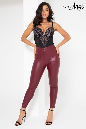 Pour Moi Red Elise Stretch Faux Leather Skinny Trousers (D86085) | £42