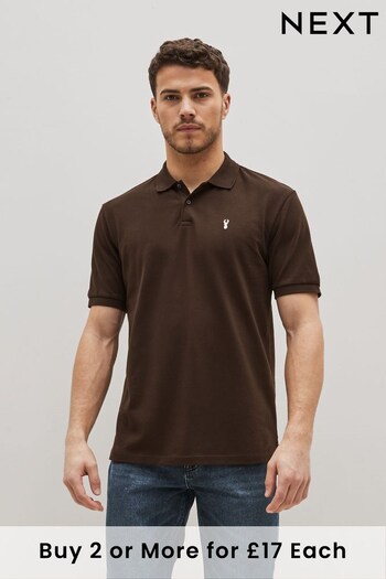 Chocolate Brown Pique Polo Shirt (D86096) | £18