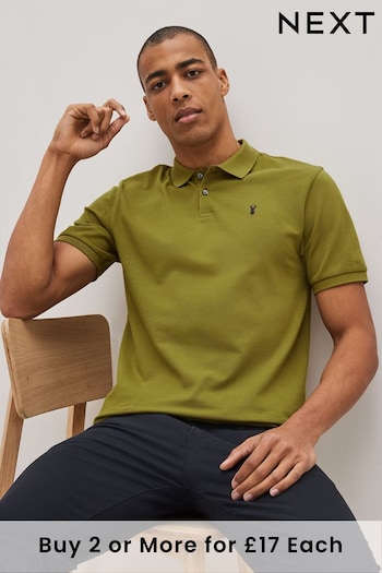 Olive Green Pique Polo Shirt (D86098) | £18