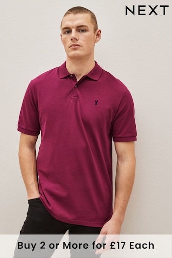 Magenta Purple Pique Polo Shirt (D86099) | £18