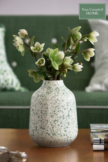 Nina Campbell Green Meadow Splatter Glaze Vase (D86102) | £28