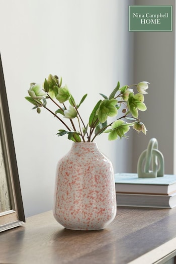 Nina Campbell Coral Pink Meadow Splatter Glaze Vase (D86103) | £28