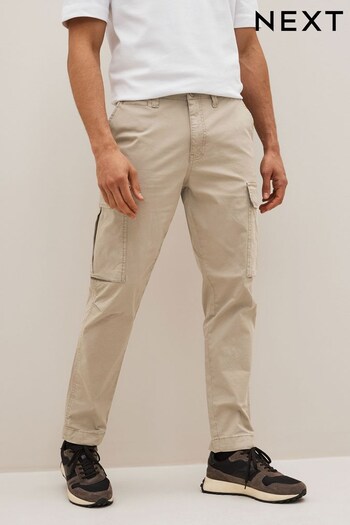 Stone Natural Slim Authentic Cotton Rich Stretch Cargo Trousers (D86108) | £28