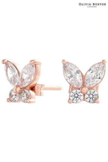 Olivia Burton Jewellery Ladies Pink Marquise Sparkle Butterfly Earrings (D86267) | £50