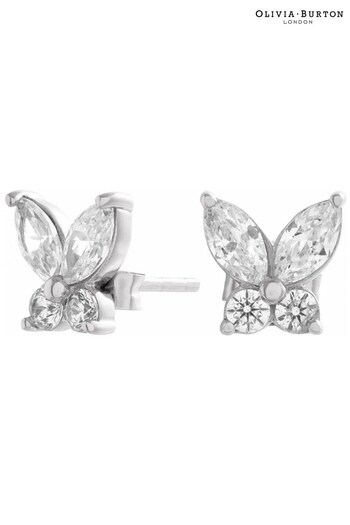 Olivia Burton Jewellery Ladies Silver Tone Marquise Sparkle Butterfly Earrings (D86268) | £50
