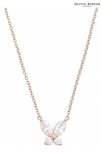 Olivia Burton Jewellery Ladies Pink Marquise Sparkle Butterfly Necklace (D86312) | £70