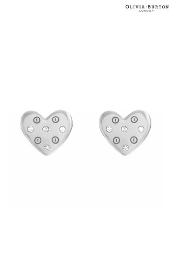Olivia Burton Jewellery Ladies Silver Tone Screw Heart Studs Classics Earrings (D86332) | £45
