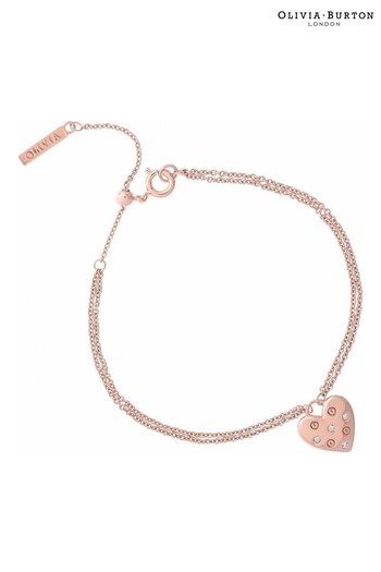 Olivia Burton Jewellery Ladies Pink Screw Heart Stud Classic Bracelet (D86366) | £50