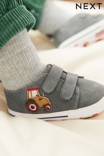 Charcoal Grey Tractor Two Strap Baby Pram Rain Shoes (0-24mths) (D86377) | £7.50 - £8.50