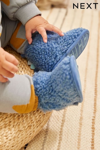 Blue Warm Lined Baby Pram Slipper Boots (0-24mths) (D86383) | £8 - £9