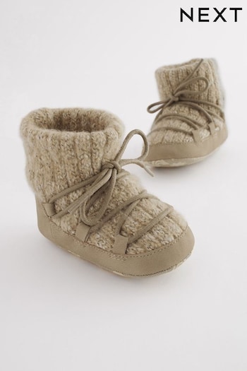 Stone Natural Pram Knitted Snow Boots Tabi (0-24mths) (D86387) | £10 - £11