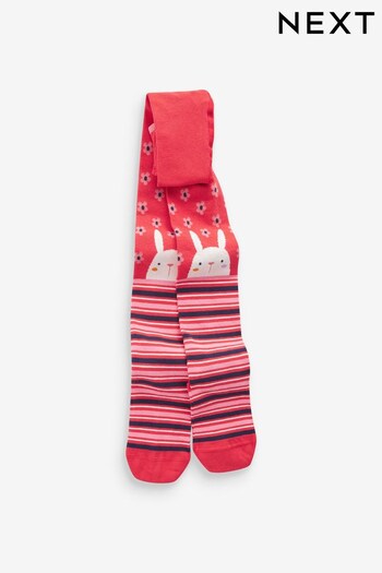 Red Cotton Rich Floral Bunny Character Tights (D86503) | £5 - £6