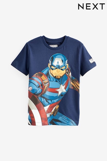 Captain America Navy Blue Short Sleeve Superhero T-Shirt (3-16yrs) (D86515) | £12 - £17
