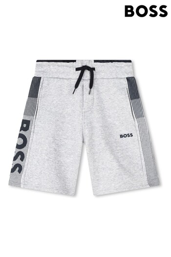 BOSS Grey Side Stripe Jersey Shorts mia (D86545) | £61 - £76