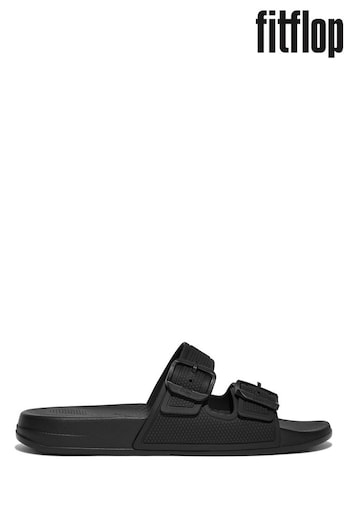 FitFlop Black Iqushion Two-Bar Buckle Slides (D86553) | £40