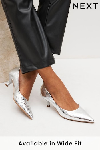 Silver Regular/Wide Fit Forever Comfort® Kitten Heel Court Shoes (D86562) | £28