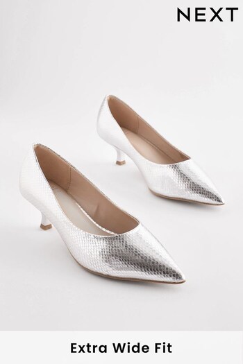 Silver Extra Wide Fit Forever Comfort® Kitten Heel Court Shoes (D86566) | £28