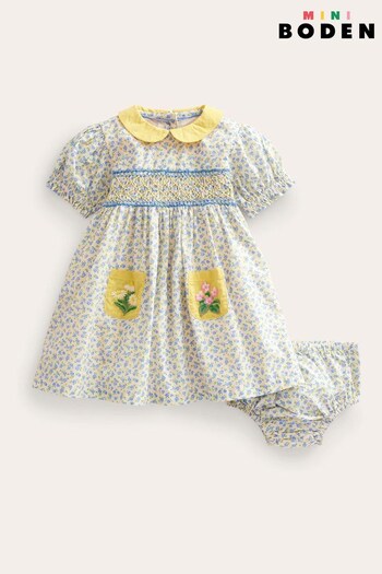 Boden Yellow Smocked Nostalgic Dress (D86575) | £38 - £40