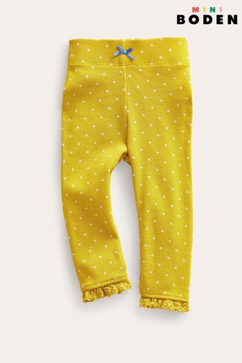 Boden Yellow Ribbed Lace Leggings (D86583) | £13 - £15