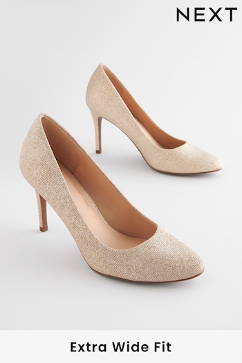 Gold Extra Wide Fit Forever Comfort® Round Toe Court VLTN Shoes (D86713) | £28