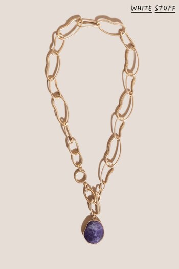 White Stuff Purple Chain T-Bar Stone Necklace (D86735) | £25