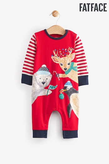 Fat Face Red Baby Christmas Penguin Romper (D86783) | £18 - £20