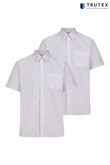 Trutex Running White Non Iron Short Sleeve School Shirts Issey 2 Pack (D86794) | £21 - £24