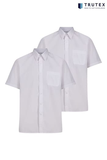 Trutex polo White Non Iron Short Sleeve School Shirts 2 Pack (D86794) | £21 - £24