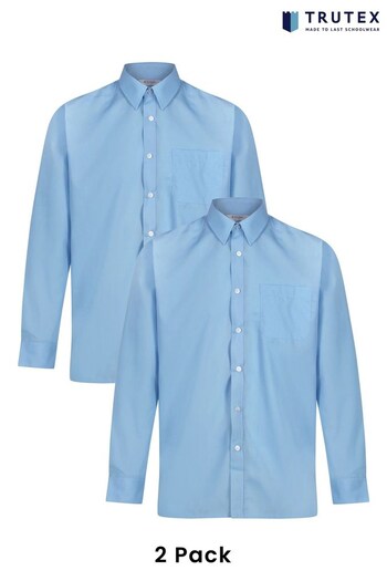 Trutex Blue Long Sleeves Non Iron School Shirt (Twin pack) (D86797) | £21 - £24