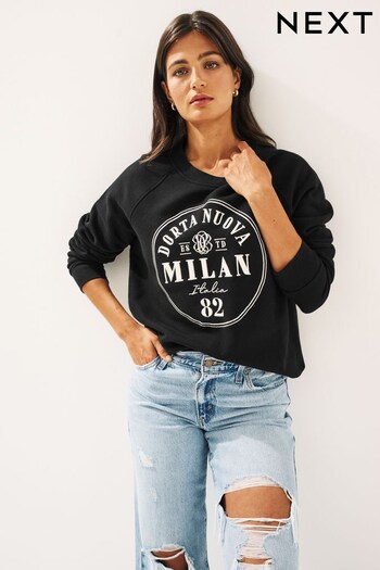 Black Milan City Graphic Sweatshirt (D86875) | £32