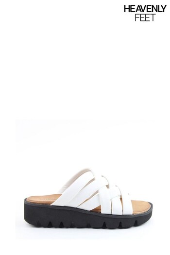 Heavenly Feet Ladies Vegan Friendly Heeled White Sandals (D86881) | £40