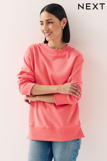 Coral Pink Essentials Longline Cotton Sweatshirt (D86889) | £24