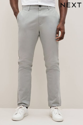 Mid Grey Straight Stretch Chinos Trousers (D86912) | £24