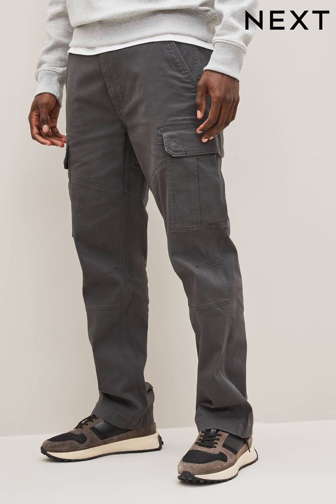 The Souled Store Light Grey Lightly Washed Regular Fit Cargo Jeans