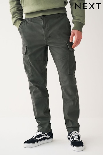 Charcoal Grey Slim Cotton Stretch Cargo Trousers (D86914) | £28