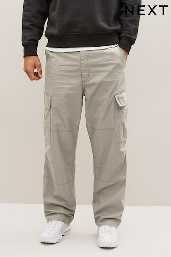 Light Grey Relaxed Fit Ripstop Cargo Trousers (D86916) | £35