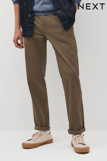 Mushroom Brown Straight Stretch Chinos Trousers ribbed (D86925) | £22