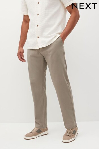 Stone Grey Straight Stretch Chinos Nobody Trousers (D86927) | £24
